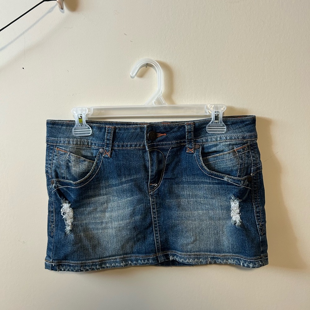 Trendy Blue Denim Mini Skirt